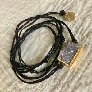 Nina Nguyen Druzy Leather Wrap Bracelet